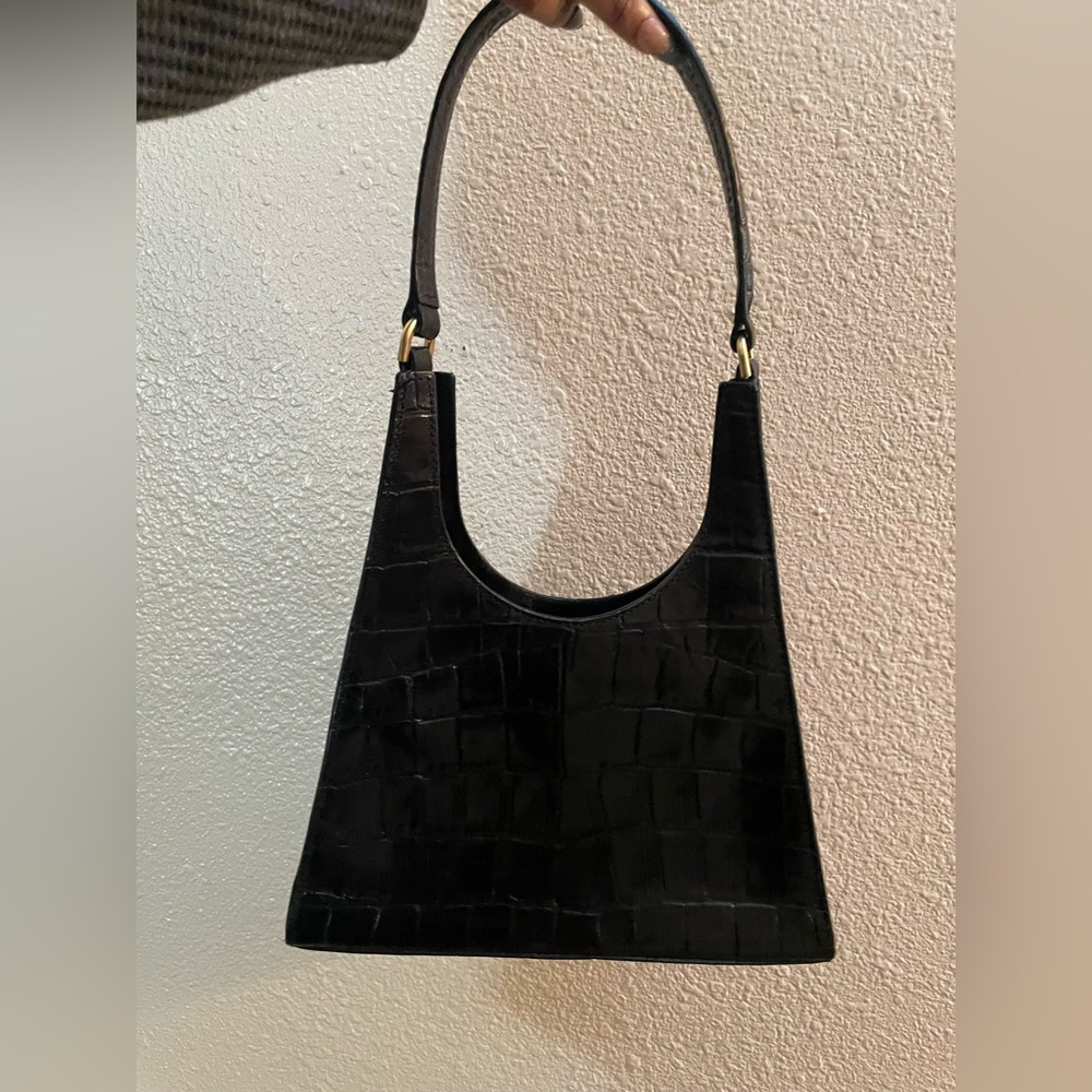 STAUD Black Croc-Embossed Shoulder Bag - Picture 6 of 8